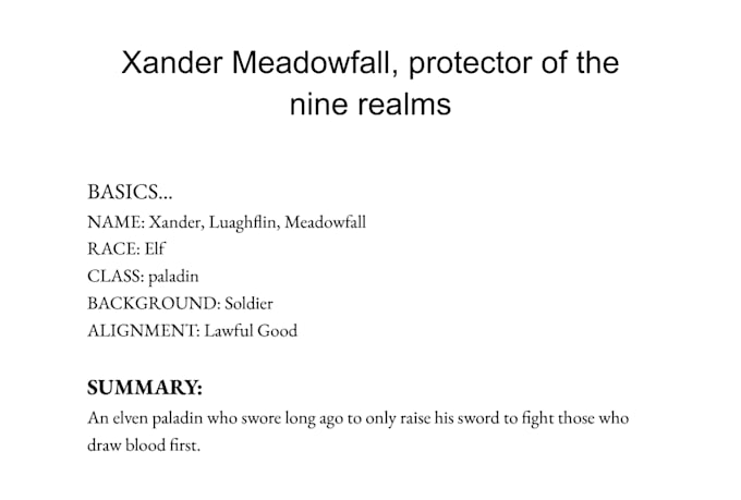 write backstory and lore for your dnd character